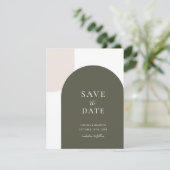Minimale Sage Groen Boho Boog Landelijke Script Tr Save The Date (Staand voorkant)