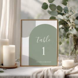 Minimale Sage Groen Rustieke Boho Boog Tafel Numme Kaart