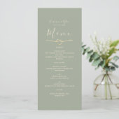 Minimale Sage Groen Trouw Dinner Menu (Staand voorkant)