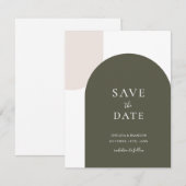 Minimale Sage Groene Boho Boog Rustieke Script Tro Save The Date (Voorkant / Achterkant)