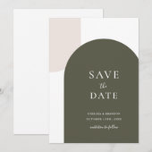 Minimale Sage Groene Boho Boog Witte Script Trouwd Save The Date (Voorkant / Achterkant)