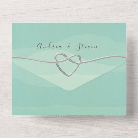 Minimale Sage Groene Bruiloft All In One Uitnodiging (Achterkant)