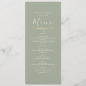 Minimale Sage Groene Bruiloft Menu (Voorkant)