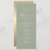 Minimale Sage Groene Bruiloft Menu (Voorkant / Achterkant)