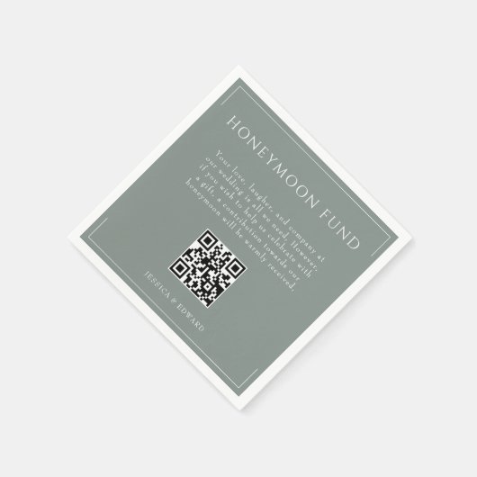 Minimale Sage Groene Huwelijksreis Fonds QR Code Servet (Hoek)