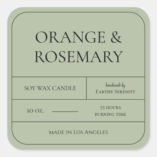 Minimale Sage Groene Kaars Verpakking Label (Voorkant)