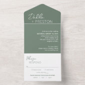 Minimale Sage Groene Moderne Bruiloft All In One Uitnodiging (Binnen)