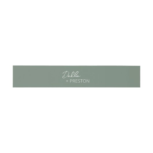 Minimale Sage Groene Moderne Bruiloft Uitnodigingen Wikkel (Vlak)