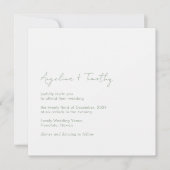 Minimale Sage Groene Moderne Elegante Bruiloft Kaart (Voorkant)