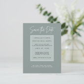 Minimale Sage Save The Date Aankondigingskaart (Staand voorkant)