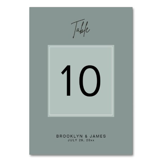 Minimale Sage Trouwtafel Nummers Kaart (Voorkant)