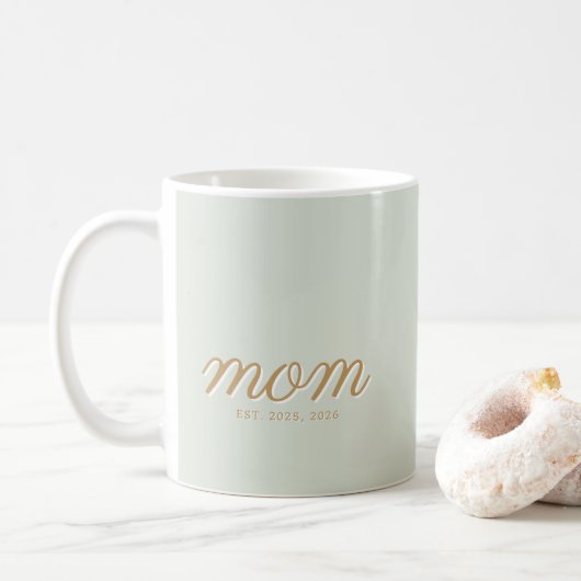 Minimale Sagegroene Script & Gouden Moeder Gevesti Koffiemok (Met donut)