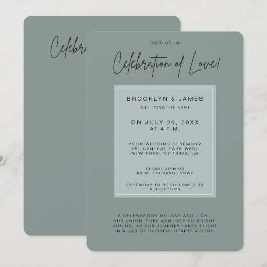 Minimale salie bruiloft viering van liefde kaart (Voorkant / Achterkant)