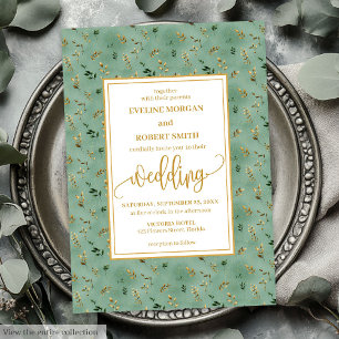 Minimale salie groen goud eucalyptus bruiloft uitn kaart
