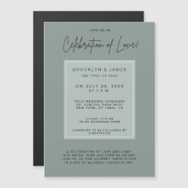 Minimale salie huwelijksviering van liefde magnetische uitnodiging