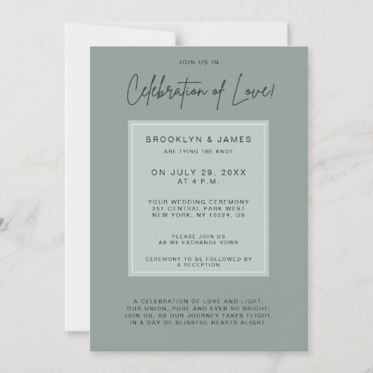 Minimale salie huwelijksviering van liefde magnetische uitnodiging (Voorkant)