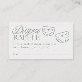 Minimale saliegroene babyshower-luierraffle informatiekaartje