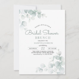 Minimale saliegroene bloemige bruidsdouche brunch kaart