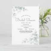 Minimale saliegroene bloemige bruidsdouche brunch kaart (Staand voorkant)