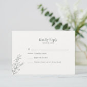 Minimale saliegroene botanische RSVP kaart (Staand voorkant)
