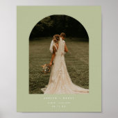Minimale saliegroene fotoboog voor bruidspaar poster (Voorkant)