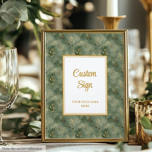 Minimale Saliegroene Gouden Loof Custom Teken Poster