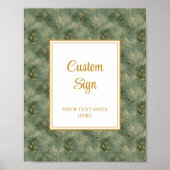 Minimale Saliegroene Gouden Loof Custom Teken Poster (Voorkant)