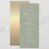 Minimale saliegroene huwelijksdiner menu (Voorkant / Achterkant)