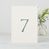 Minimale saliegroene huwelijkskaart met tafelnumme bedankkaart (Staand voorkant)