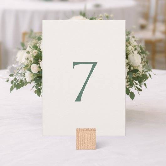 Minimale saliegroene huwelijkskaart met tafelnumme bedankkaart