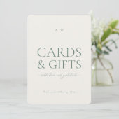 Minimale saliegroene kaarten & cadeaus bruiloftsbo (Staand voorkant)