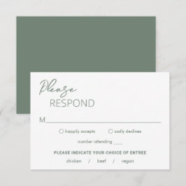 Minimale saliegroene moderne bruiloft RSVP kaartje