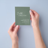 Minimale saliegroene moderne budget bruiloftsinvat flyer (Hand)