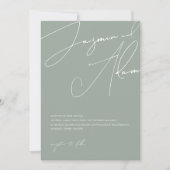 Minimale saliegroene script typografie bruiloft kaart (Voorkant)