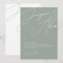 Minimale saliegroene script typografie bruiloft