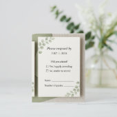 Minimale Saliegroene Trouw RSVP Kaart (Staand voorkant)