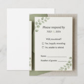 Minimale Saliegroene Trouw RSVP Kaart (Voorkant / Achterkant)