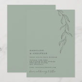 Minimale saliegroene typemachine botanische bruilo kaart (Voorkant / Achterkant)