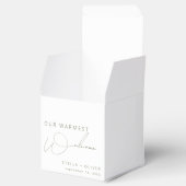 Minimale saliegroene welkomsthuwelijk bedankdoosjes (Geopend)