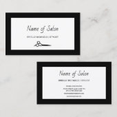 Minimale salon Plain Black en White Scissors Visitekaartje (Voorkant / Achterkant)
