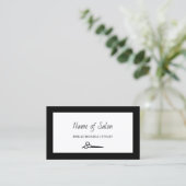 Minimale salon Plain Black en White Scissors Visitekaartje (Staand voorkant)