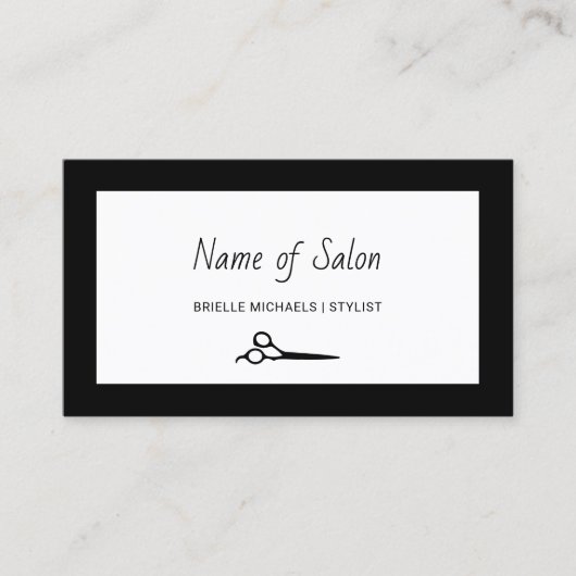 Minimale salon Plain Black en White Scissors Visitekaartje (Voorkant)