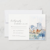 Minimale San Jose California Waterverf bruiloft RSVP Kaartje (Voorkant)