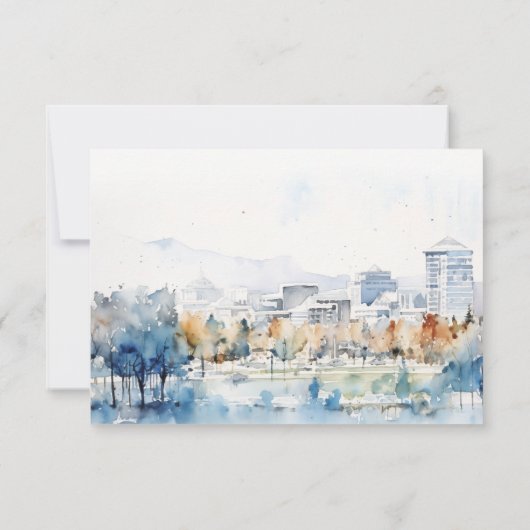 Minimale San Jose California Waterverf bruiloft RSVP Kaartje (Achterkant)