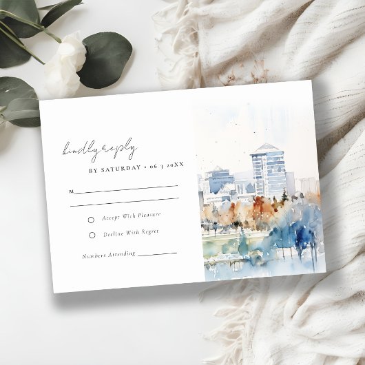 Minimale San Jose California Waterverf bruiloft RSVP Kaartje