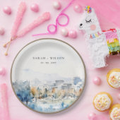 Minimale San Jose, Californië Aquarel Bruiloft Papieren Bordje (Feest)