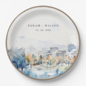 Minimale San Jose, Californië Aquarel Bruiloft Papieren Bordje (Voorkant)