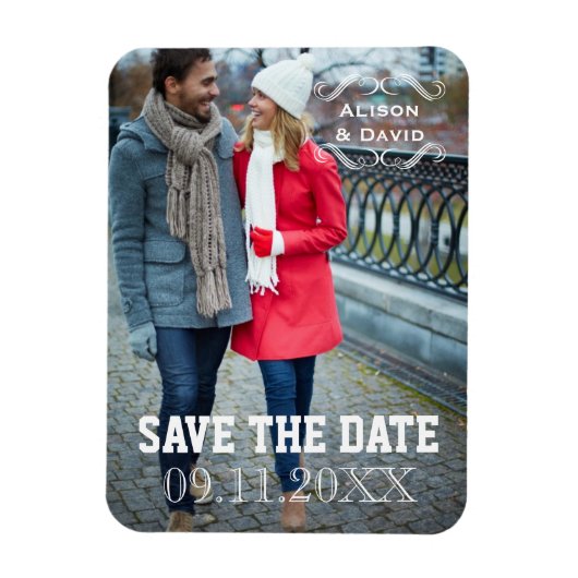 Minimale Save the Date eenvoudige trouwfoto Magneet (Verticaal)