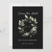 Minimale Save the Date Groene Krans Aankondiging (Voorkant)