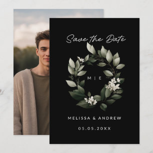 Minimale Save the Date Groene Krans Aankondiging